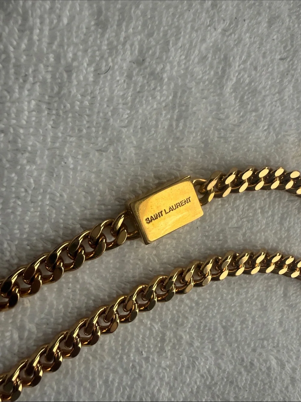 Saint Laurent Black Croc-Embossed Shoulder Bag with Gold Chain and YSL Tassel